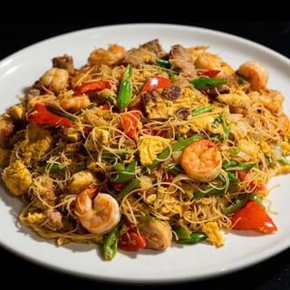 Singapore Noodles with Shrimp and BBQ Pork